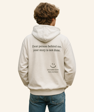"Dear Person Behind Me" Lightweight Hoodie (100% Cotton) – Black Print