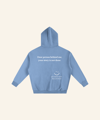 "Dear Person Behind Me" Oversized Fleece Hoodie – White Print