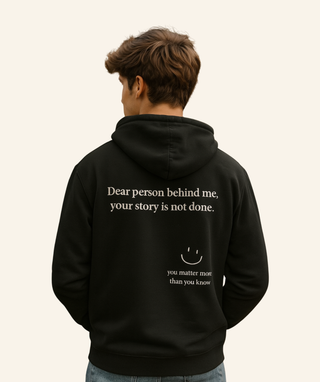 "Dear Person Behind Me" Lightweight Hoodie (100% Cotton) – White Print