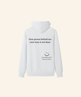 "Dear Person Behind Me" Lightweight Hoodie (100% Cotton) – Black Print