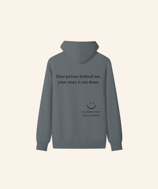 "Dear Person Behind Me" Lightweight Hoodie (100% Cotton) – Black Print