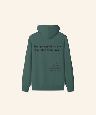 "Dear Person Behind Me" Lightweight Hoodie (100% Cotton) – Black Print