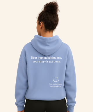 "Dear Person Behind Me" Oversized Fleece Hoodie – White Print